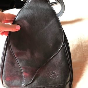 Black leather Italian backpack purse